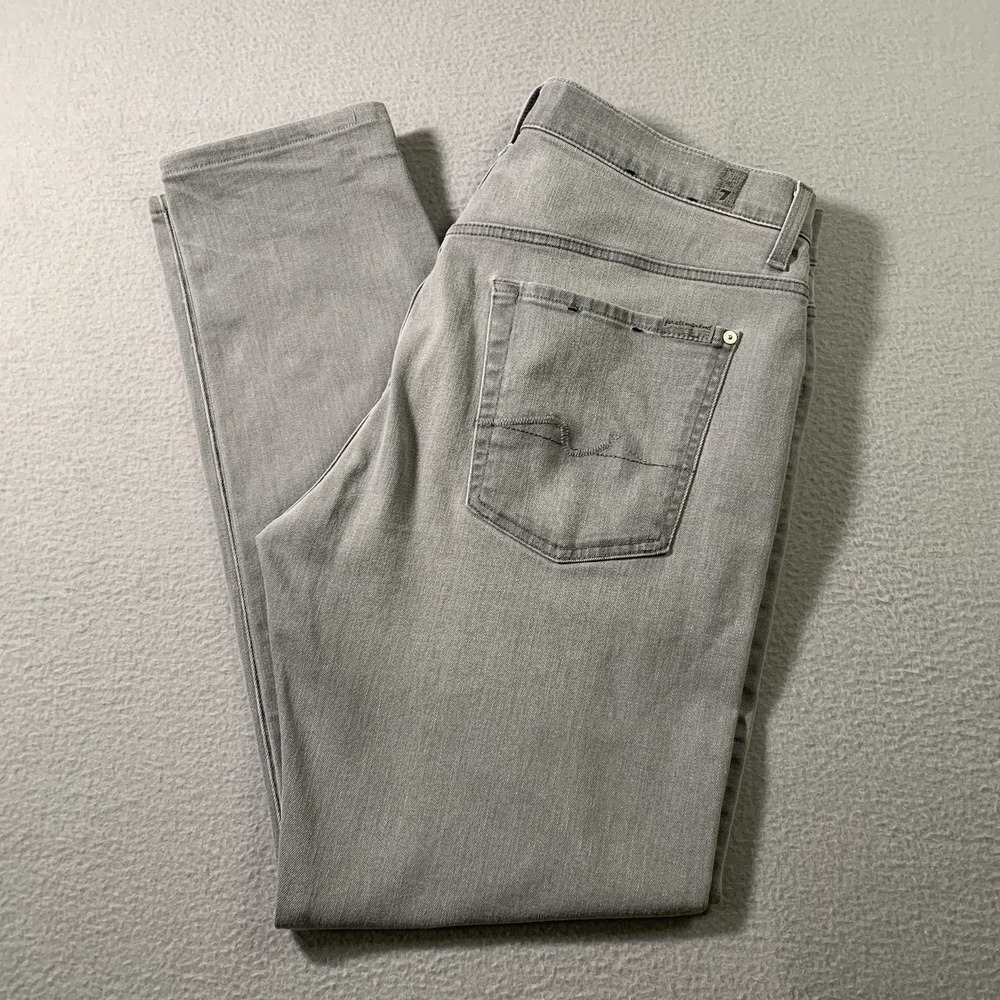 7 For All Mankind The Straight Mens Grey Faded Denim Jeans Size 33